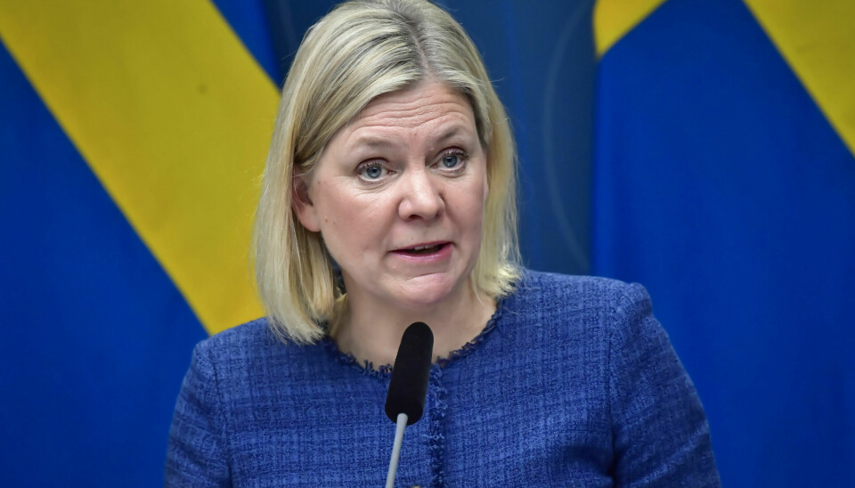 Statsminister Magdalena Andersson under en pressekonferanse om tiltak under pandemien.Foto: Fredrik Sandberg/TT / NTB