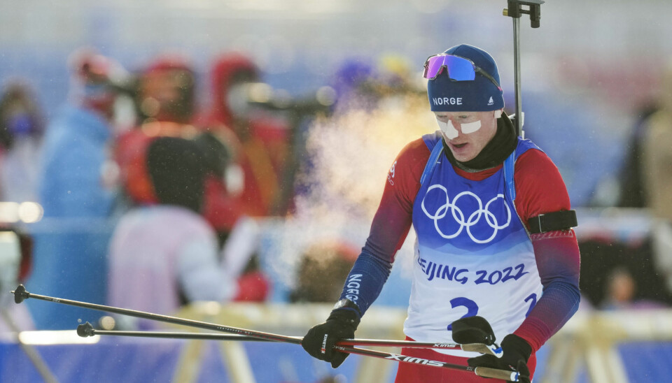 Zhangjiakou, Kina 20220218. Johannes Thingnes Bø fra Norge under 15 km fellesstart for menn under vinter-OL i Beijing 2022.Foto: Torstein Bøe / NTB