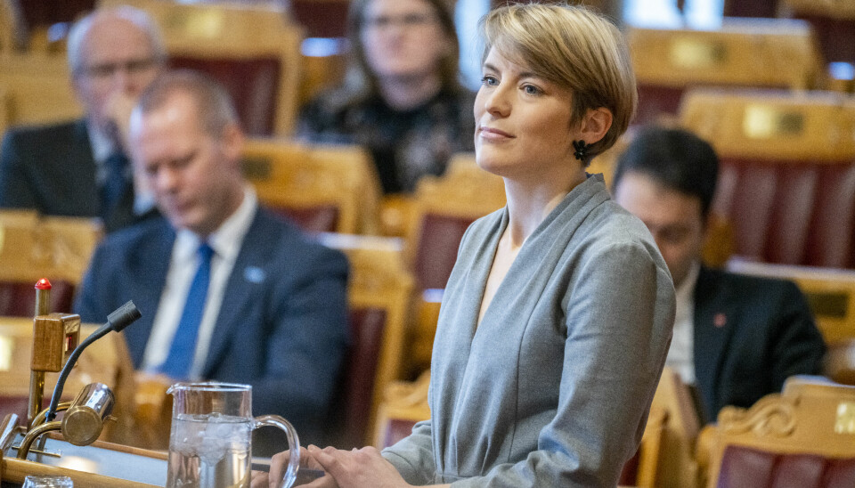 Oslo 20211202. SVs finanspolitiske talsperson Kari Elisabeth Kaski under l finansdebatten i Stortinget torsdag.Foto: Heiko Junge / NTB