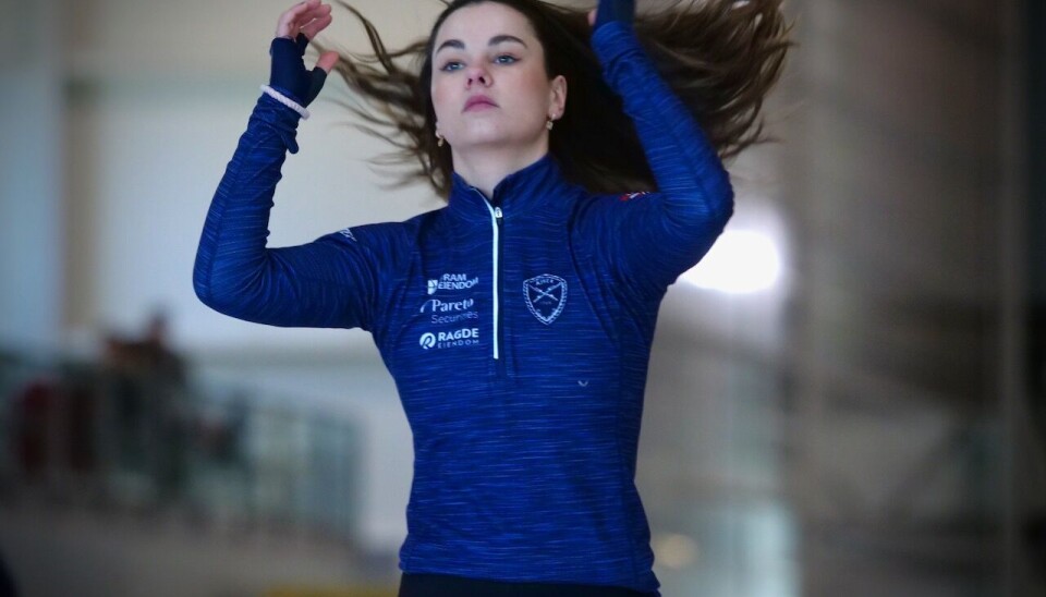 Marte Bjerkrheim Furnee fra Asker Skøyteklubb ant allround-NM på skøyter i Sørmarka arena i Stavanger i dag. (Foto: Lasse Olsrud Evensen) Marte Bjerkrheim Furnee fra Asker Skøyteklubb ant allround-NM på skøyter i Sørmarka arena i Stavanger i dag. (Foto: Lasse Olsrud Evensen)