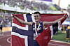 Jakob Ingebrigtsen under finalen i 5000m i VM i friidrett 2022 på Hayward Field i Eugene, Oregon.