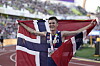 Jakob Ingebrigtsen under finalen i 5000m i VM i friidrett 2022 på Hayward Field i Eugene, Oregon. Jakob Ingebrigtsen under finalen i 5000m i VM i friidrett 2022 på Hayward Field i Eugene, Oregon.