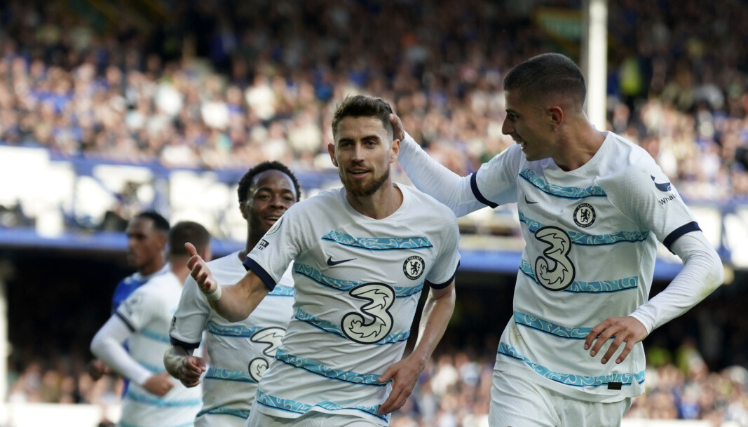 Chelsea's Jorginho jubler etter straffescoring mot Everton) Chelsea's Jorginho jubler etter straffescoring mot Everton)