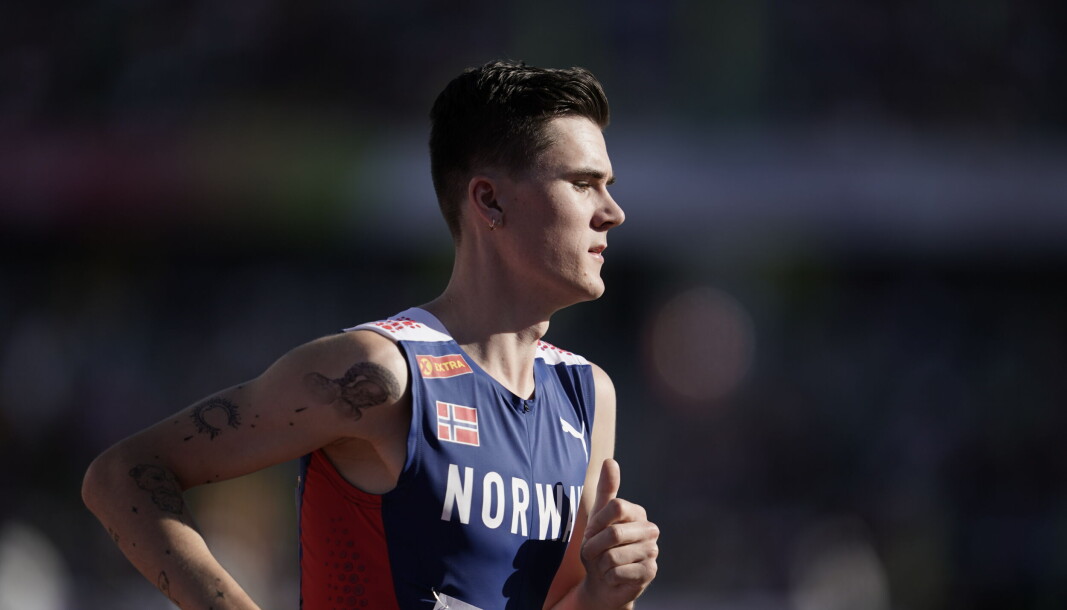 Jakob Ingebrigtsen under finalen i 5000m i VM i friidrett 2022 på Hayward Field i Eugene, Oregon. Under EM i München akter han ikke å snakke med pappa Gjert. Jakob Ingebrigtsen under finalen i 5000m i VM i friidrett 2022 på Hayward Field i Eugene, Oregon. Under EM i München akter han ikke å snakke med pappa Gjert.