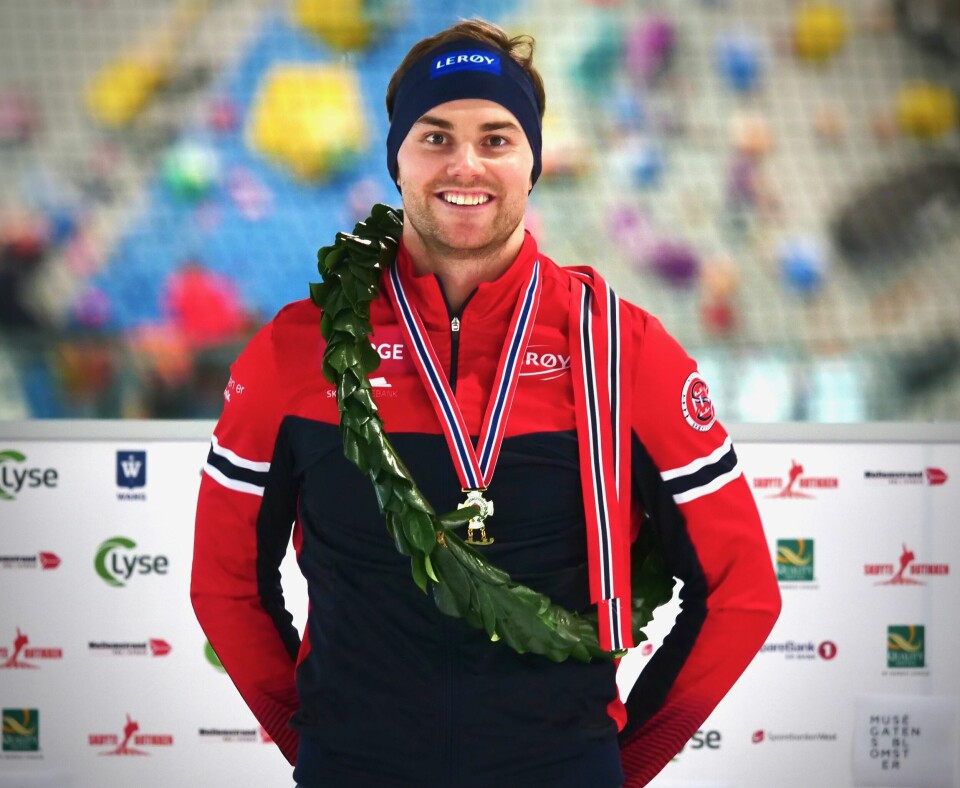 Henrik Fagerli Rukke ble norgesmester i sprint på skøyter.