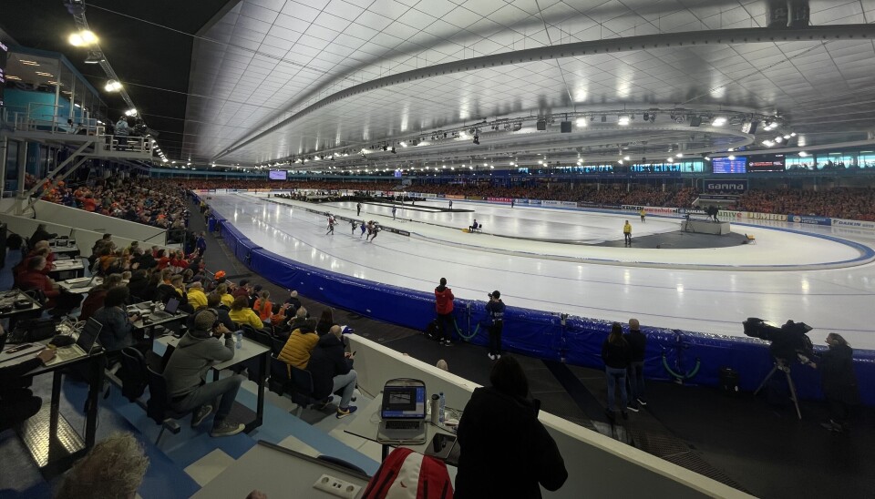 Thialf i Heerenveen er rigget for skøytefest. Thialf i Heerenveen er rigget for skøytefest.