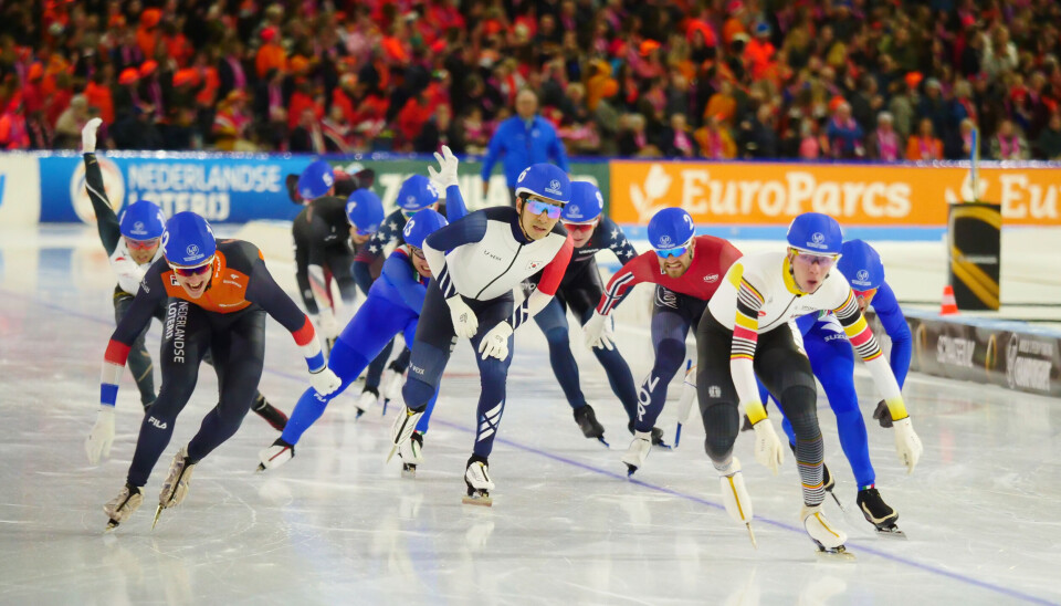 Kristian Ulekleiv, ytterst til høyre ble sperret i spurten og ble nummer seks i et løp som fort kunne endt med pallplass og medalje. Kristian Ulekleiv, ytterst til høyre ble sperret i spurten og ble nummer seks i et løp som fort kunne endt med pallplass og medalje.
