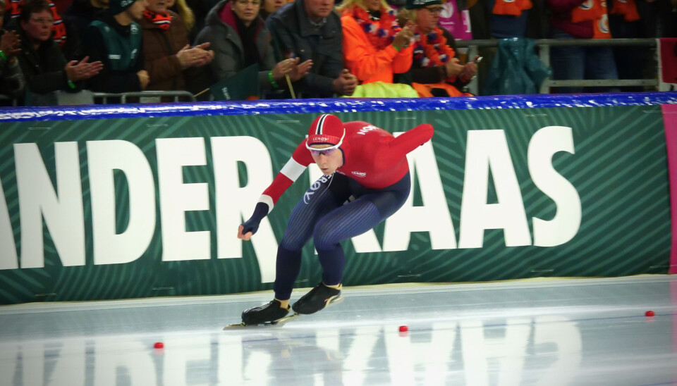 Peder Kongshaug lå veldig bra an, men datt 500 meter før mål. Peder Kongshaug lå veldig bra an, men datt 500 meter før mål.