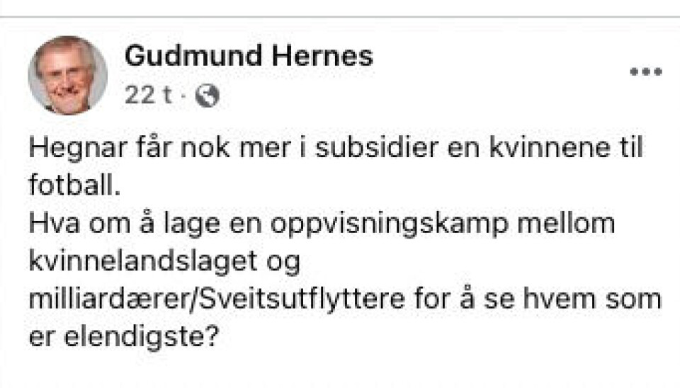 Jammen: kvinnefotball holder et dårligere nivå enn herrene. Det er bare normalt