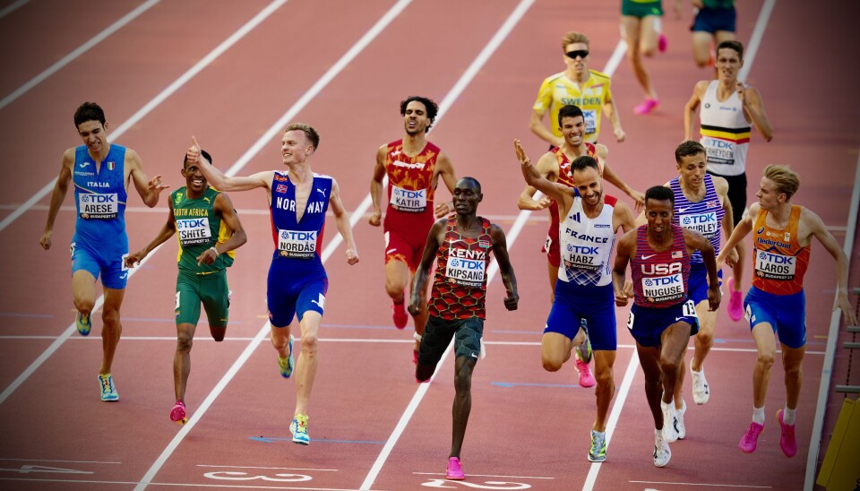 Ekstremt glad for finaleplass på 1500 meter. Narve Gilje Nordås jubler over målstreken. Ekstremt glad for finaleplass på 1500 meter. Narve Gilje Nordås jubler over målstreken.