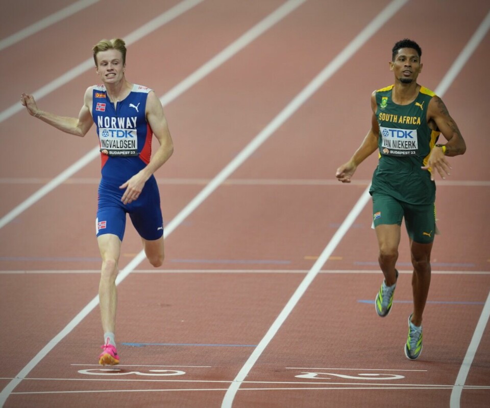 Håvard Bentdal Ingvaldsen slo idolet sitt i 400 meter finalen da han ble nummer seks.-